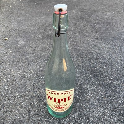 Monopole Wipie Clear Glass Antique Bottle Ceramic Top Van Roey Meerbeek
