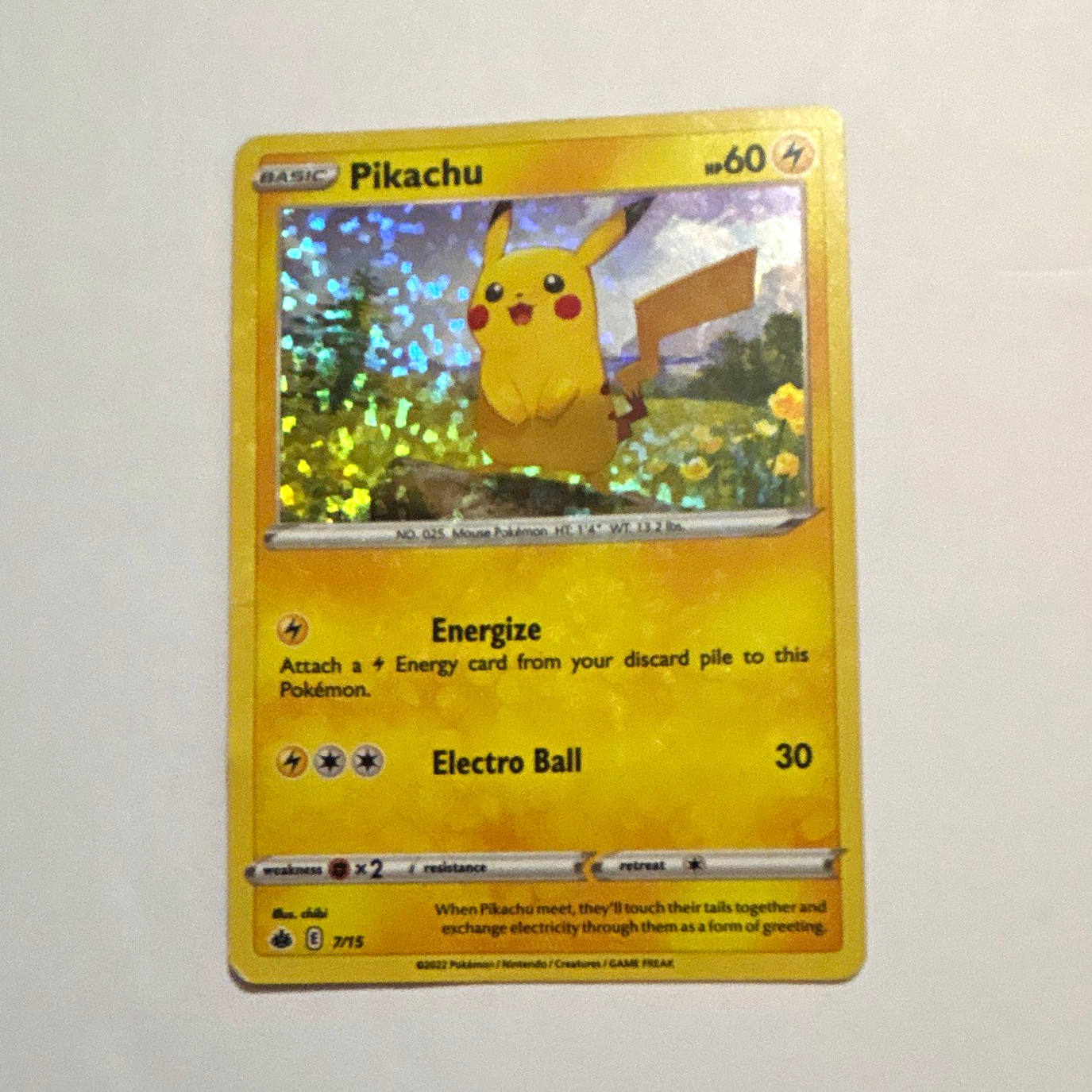 McDonald's 2022 Pokemon TCG Pikachu 7/15 Holo Promo Card 60 HP English