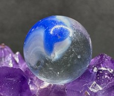 Neat Vintage Vitro Agate Patch Marble - Blue Wispy White - .62" Good-