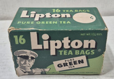Vintage Lipton Tea EMPTY Cardboard Box Pure Green Tea Advertising Thomas Mascot
