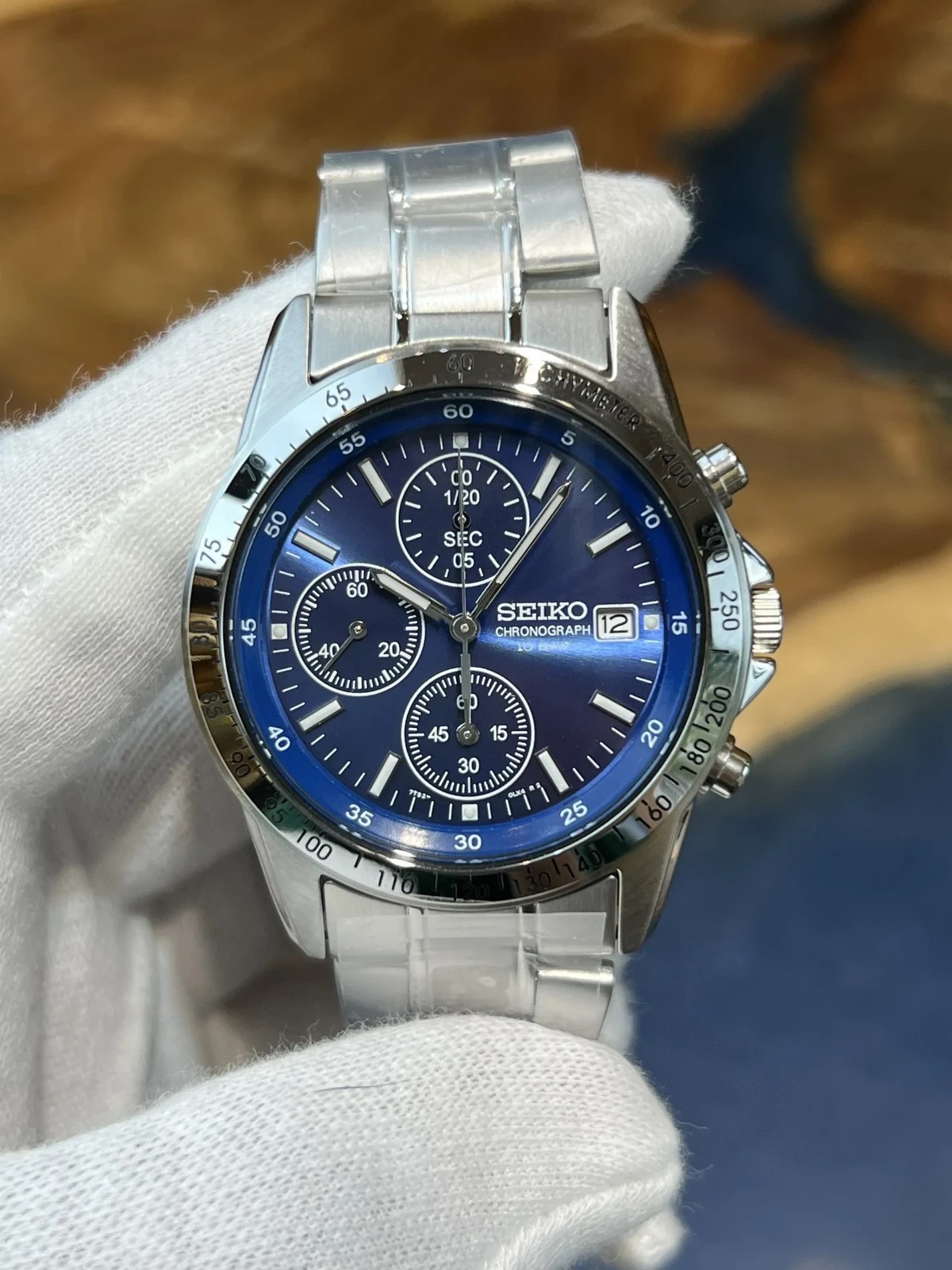 Watch Seiko 38.5mm Blue Dial Spirit Model Chronograph Limited Series SBTQ071 - vintagewatches.pk