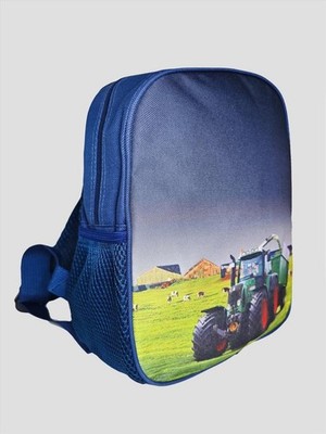 S&C Kinderrucksack mit Traktor Motiv  RS03   32x24 cm, Kinder Rucksack, Blau mit