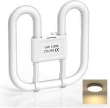 Image of Gr10Q 4 PIN 16W Light Bulb, 2D 4 Pin Bathroom Light Bulbs Warm White 3500K, Squa