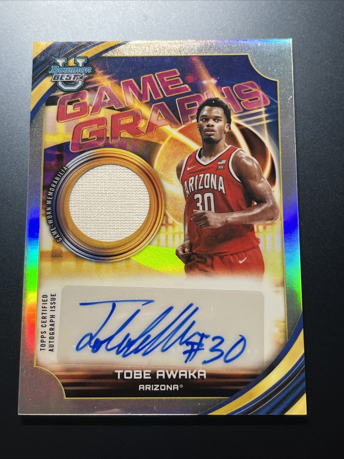 2025-26 BOWMAN U BEST BASKETBALL TOBE AWAKA GAME-WORN PATCH AUTO #GG-TA (BA)