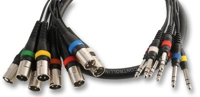 PULSE - 8 Way XLR Plugs to 6.35mm (1/4'') Stereo Jack Plugs Loom, 2.5m Black