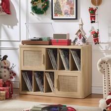 LEYAOYAO Large Record Player Stand with Vinyl Storage 450 Albums Media Cabinet