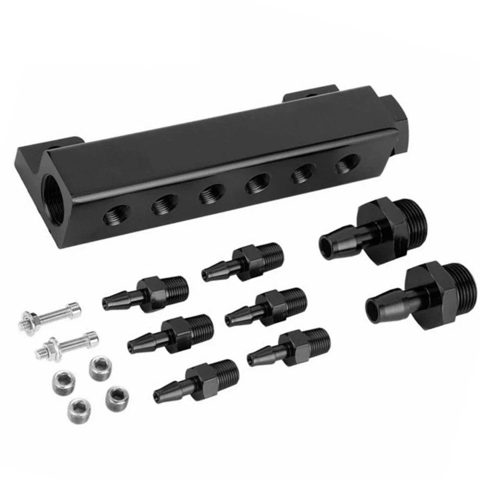 Kit de colector de vacío Universal Car1/8" NPT de 6 puertos para colector de admisión Turbo Boost Foto 2 de 4