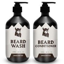 Unscented Beard Wash & Conditioner - 10 Fl Oz, Pack of 2 - Deep Cleansing Oil...