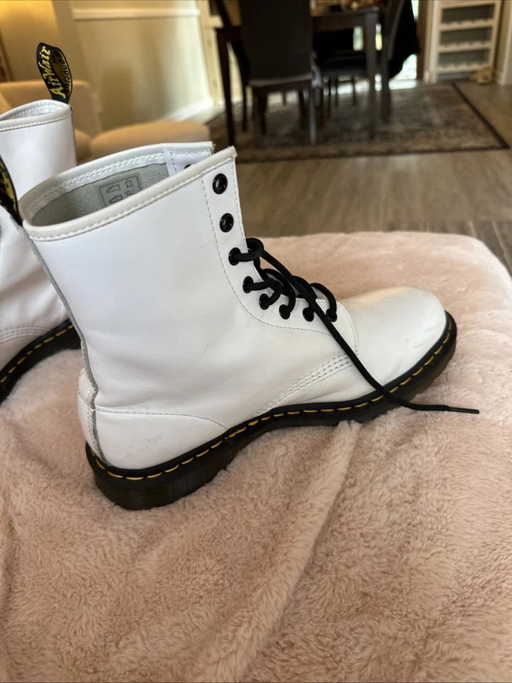 Botas Dr Doc Martens Pascal 1460 Cuero Blanco Punk Moto Mujer’s Talla 11 Punk Foto 3 de 4