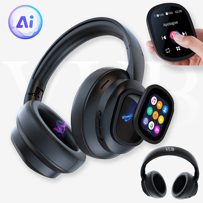 Noise Cancelling Wireless Headphones with Touchscreen, AI, Mic, Soft Ear Pads