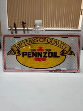 1989 Pennzoil Booster License Plate Prismatic 100 Years Of Quality - Sparkle