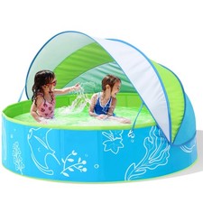 Foldable Kiddie Pool with Canopy: 47in Baby Pool and Beach Tent for Toddlers ...
