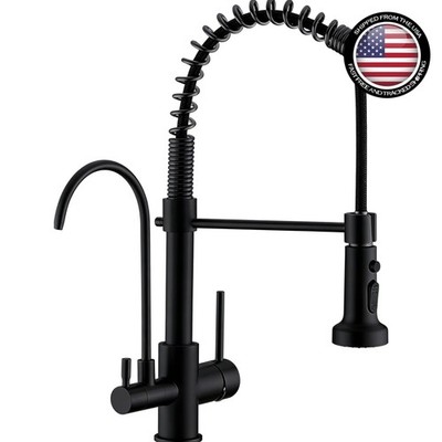 Commercial Grade Black Kitchen Faucet with Dual Handle & Water Filtration System