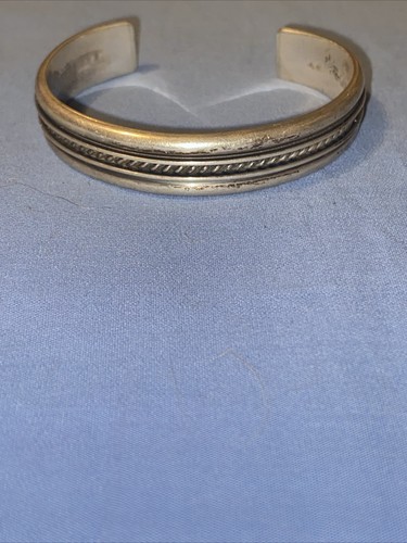 Handcrafted Tom Hawk Navajo Twin Channel Rail Sterling Silver Cuff Bracelet - Picture 1 of 5