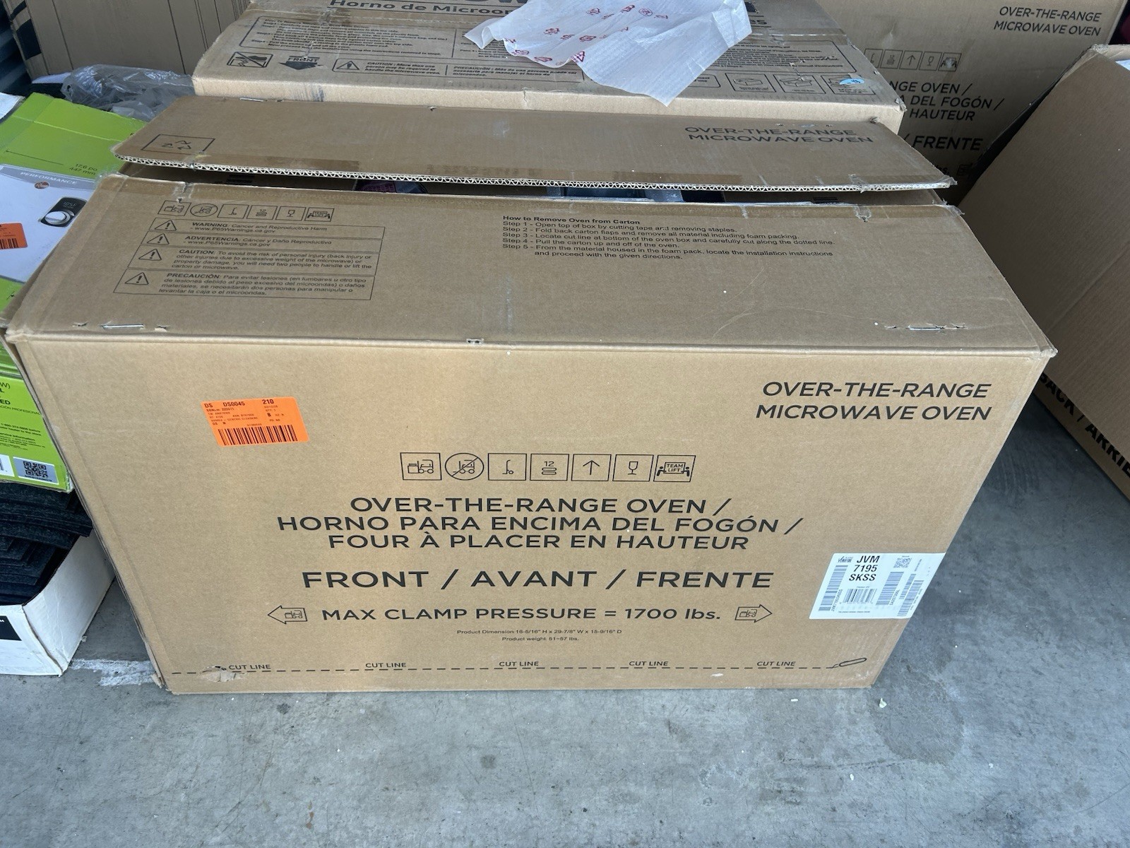 GE 1.9 CU FT Over-the-Range Sensor Microwave Oven 1000W JVM7195SKSS