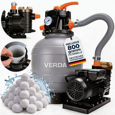 Sandfilteranlage mit Pumpe 10000 l/h 400W 800g Filterbälle Pool Filterpumpe