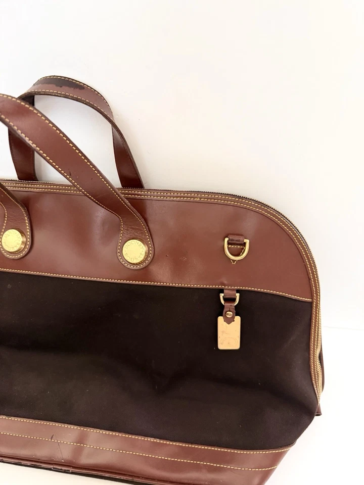 Vintage Dooney & Bourke Travel Overnight Bag Cabriolet Leather Duffle Weekender - Image 2 of 4