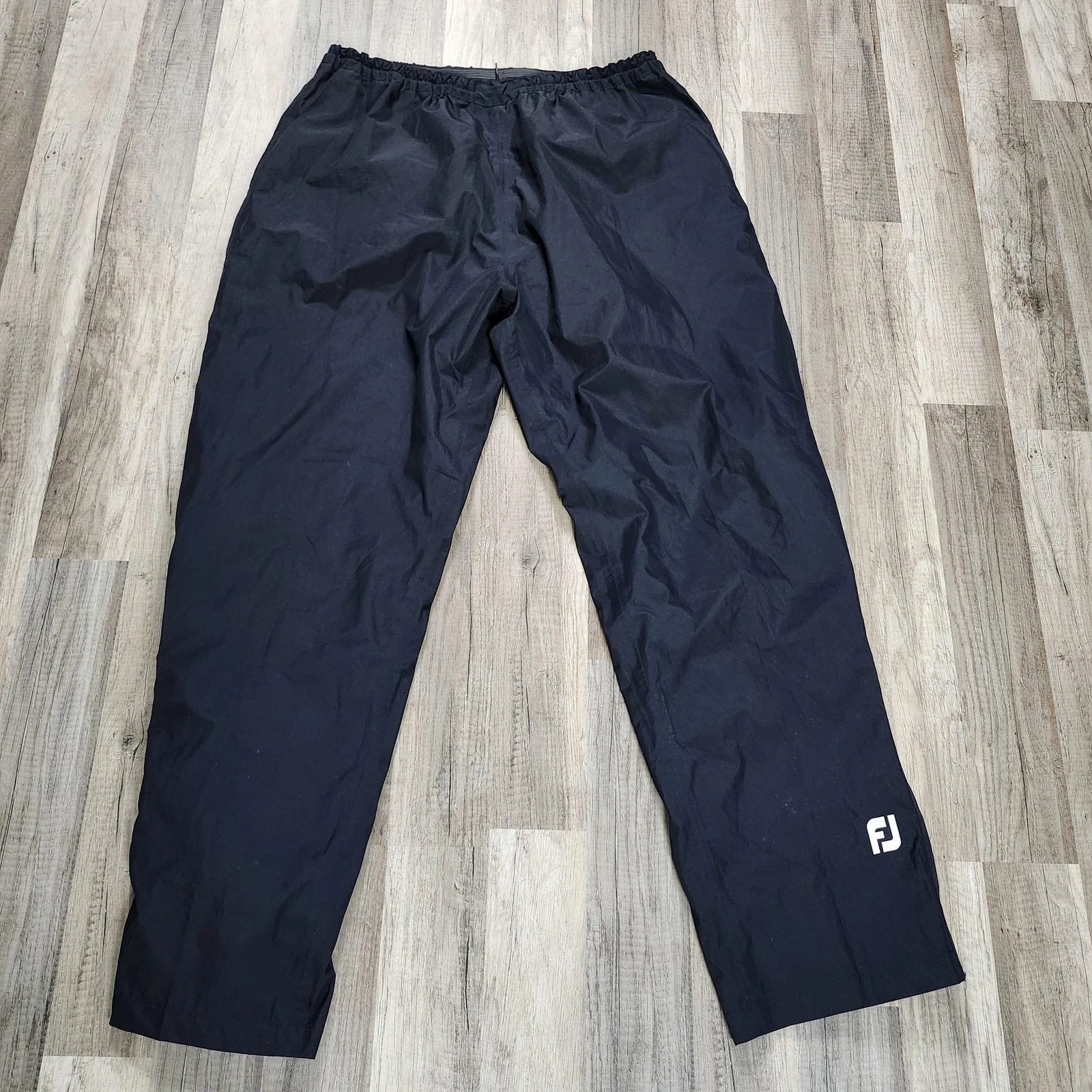 FootJoy DryJoys Rain Pants Mens XL Black Waterproof Golf Over Pants Zip Leg