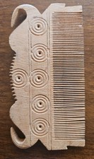 Hand Carved Scandanavian (?) Theme Wood Comb Antique