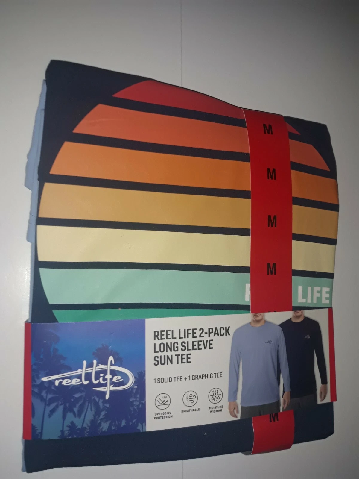 Reel Life Men's Long Sleeve Sun Tee Shirt 2-Pack MEDIUM UPF +50 UV Protection