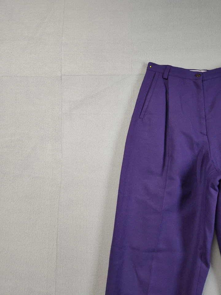 Pantalón para mujer Amanda Smith 10 púrpura plisado pura lana tiro alto ropa de trabajo recta Foto 2 de 4