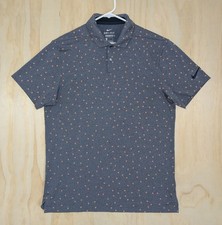 Nike Men's Small Golf Polo DRI-FIT Vapor Charcoal Floral Neck Vent Standard Fit