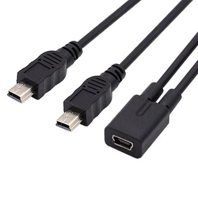 Mini USB 2.0 Female DC 5V to Dual Mini USB 5Pin Splitter Extension Charge Cable