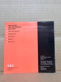 Keith Courage in Alpha Zones Manual TurboGrafx 16 NEC HuCard Booklet Only