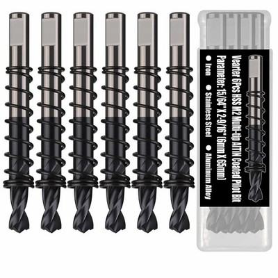 Vearter HSS M2 6pcs Spot Drill for Hole Saw, Center Drill Bit for Metalworking