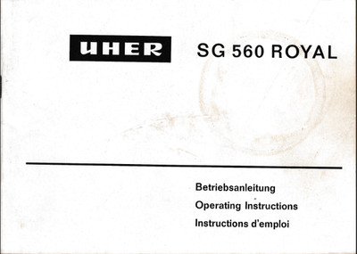 Operating Manual For Uher SG 560 Royal