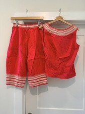 Vintage 40s 50s Patio Shorts Top Set Western Swing Rockabilly Pink Hollywood