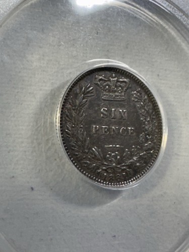 1881 Great Britain Silver 6 Pence Graded AU 50 by ANACS - Picture 2 of 8