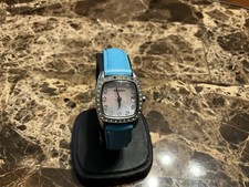 Fossil F2 Women s Watch Square Face Light Blue Band new Battery 6 See Desc
