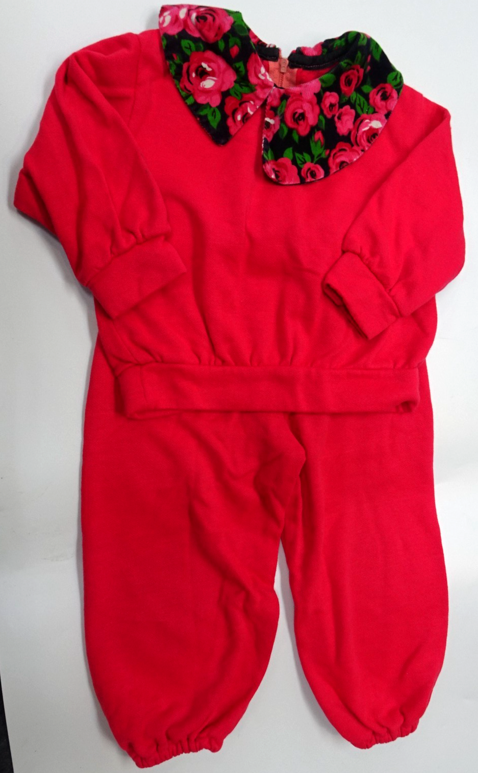 1990s  Size  18M Cotton Blend  Rose Collar  2Pc Outfit Sweat suit-Zipper Back