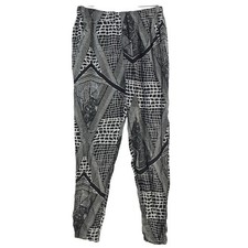 Spicysugar Pants Womens 12 Black Geometric Viscose Jogger Elastic Waist 133560