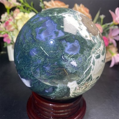 5LB 4.3''Natural A+Moss Agate Sphere Crystal Reiki Ball Energy Heal Home Decor