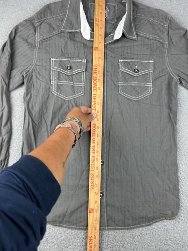 BKE Shirt Mens Large Gray Standard Fit Western Pearl Snap Long Sleeve Cotton - Picture 7 of 11