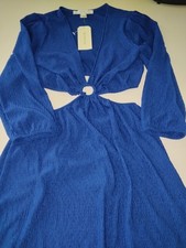 Monteau Vibrant Blue Cut Out Knee Length Dress XS  NWT