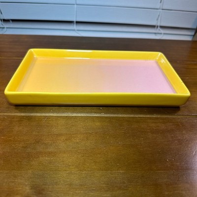 Used Kailo Chic for Tate Zoey Ceramic Rectangular Plate Tray Dish Yellow Pink