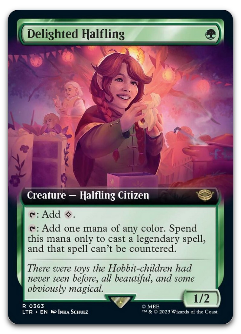 Delighted Halfling (Extended Art) #363 (NM) Lord of the Rings LTR Magic MTG