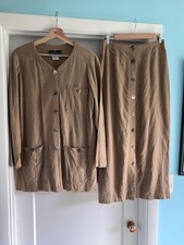Carole Little Set size medium shirt Jacket Skirt Linen Boho VTG 90s vintage 6