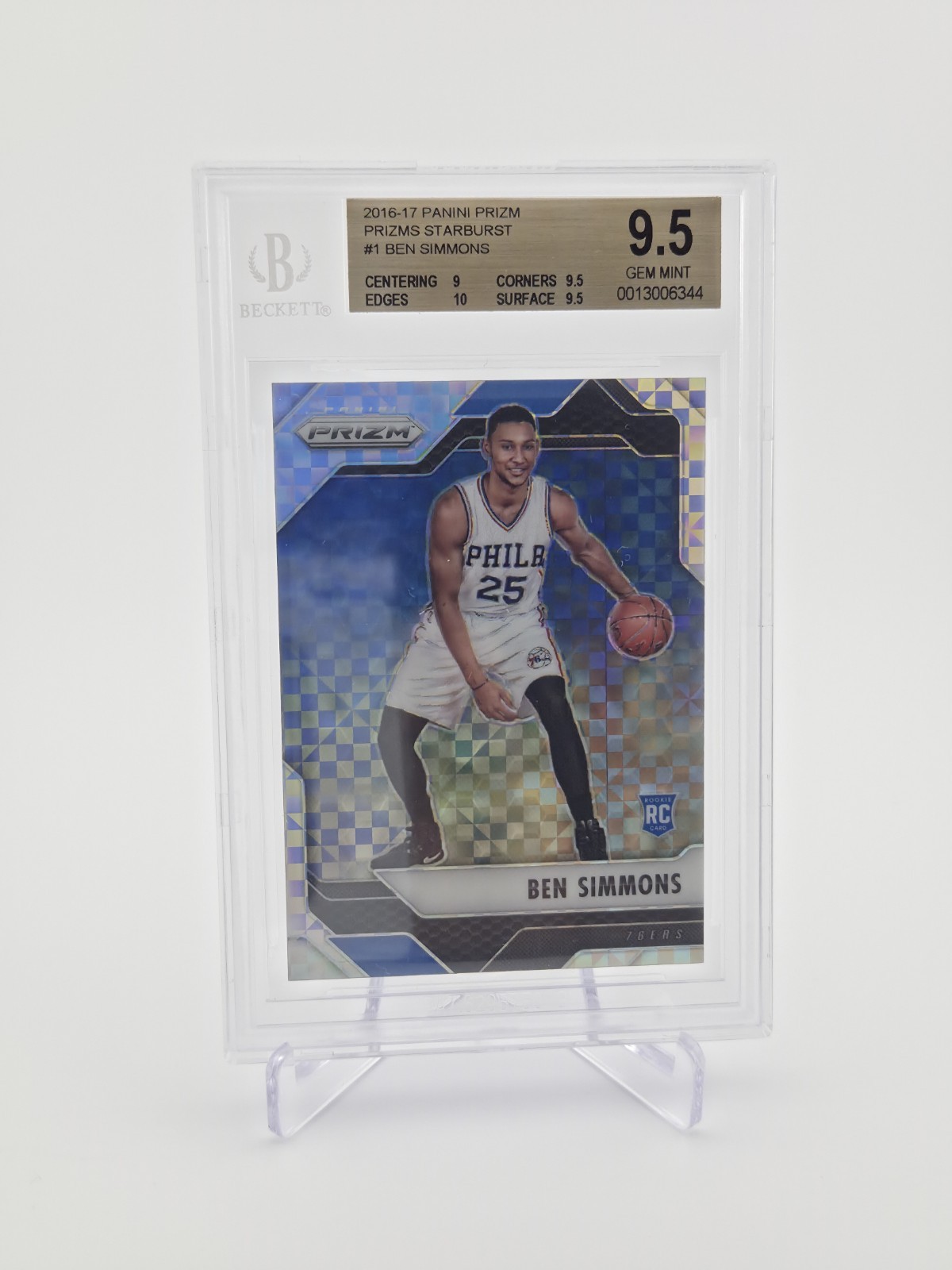 2016-17 Panini Prizm - Ben Simmons #1 Starburst Prizm RC BGS 9.5