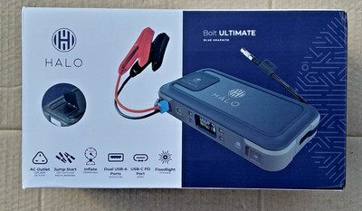 Halo Bolt Ultimate Powerbank Starthilfe Luftkompressor & Netzsteckdose, blau