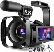 5K Video Camera Camcorder, Vlogging Camera with 3" 270  Rotatable Touch Screen