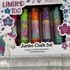 limited too jumbo chalk set. unicorn chalk holder. 5 jumbo chalk sticks