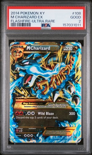 2014 POKEMON XY FLASHFIRE ULTRA RARE #108 M CHARIZARD EX PSA 2