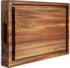 Acacia Wood Cutting Board 20x15” Reversible Butcher Block with Juice Groove