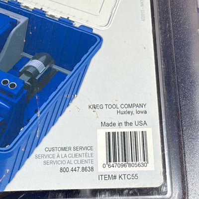 Kreg KTC55 Jig Kit for Drill Cutting, Plastic Blue/Gray Carry Case MPN KTC55
