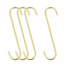 4Pcs S Hanging Hooks 8inch Extra Long Steel Hanger Multiple Use Gold