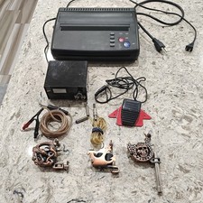 Tattoo Lot 3 Guns DC Power Supply Clip Cords Foot Pedal thermal transfer machine